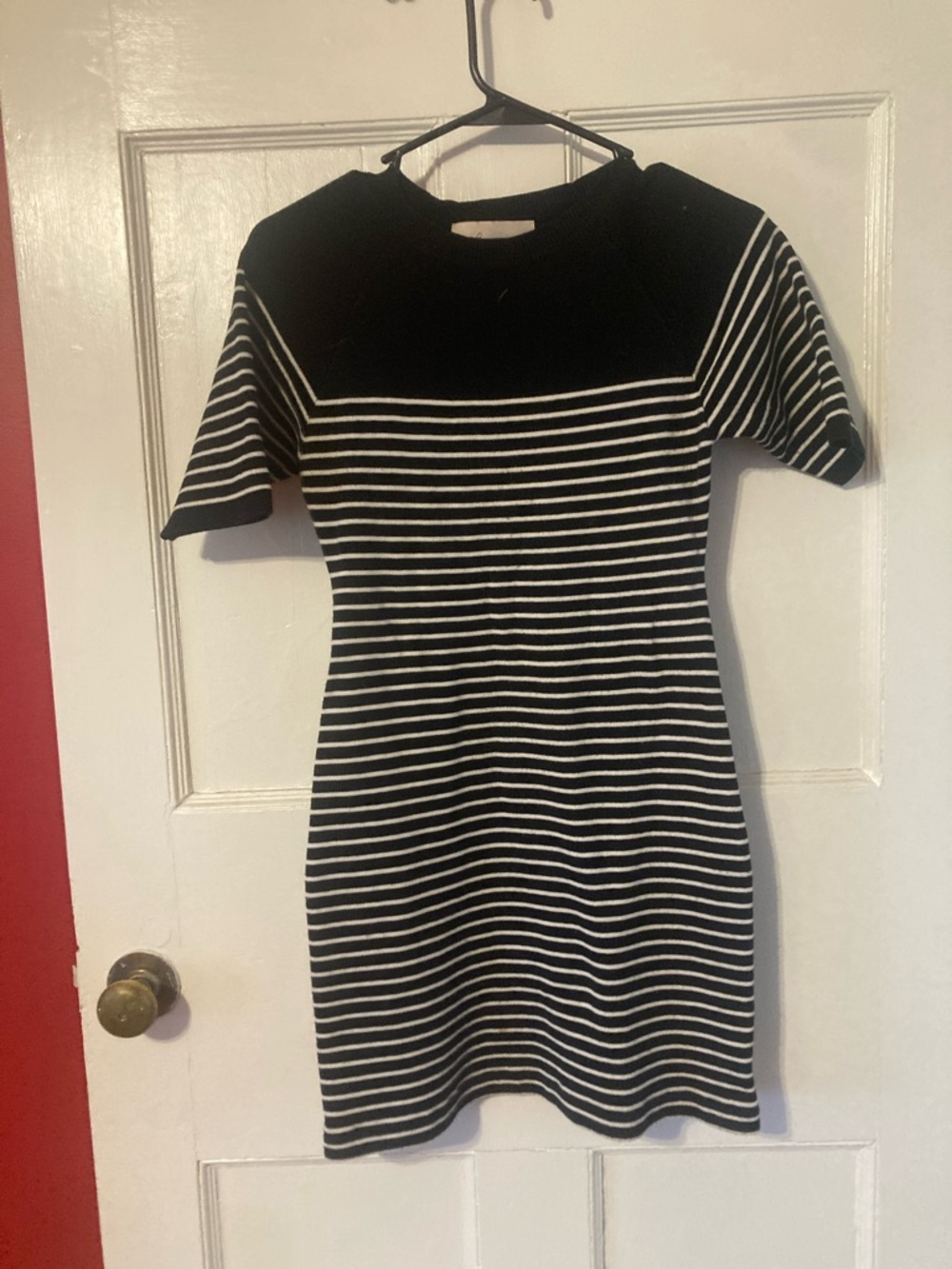 Black and White Striped Knit Mini Dress